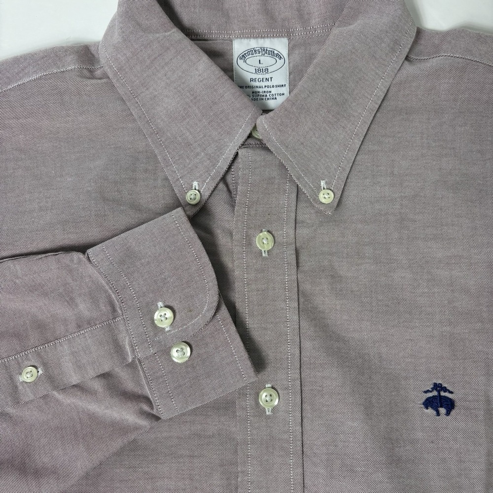 Brooks Brothers Men's Large Purple‎ Button Down Long Sleeve Original Polo Shirt